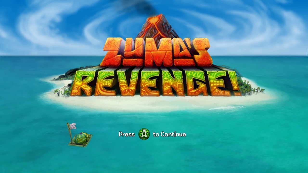 Zumas Revenge title screen for Xbox 360
